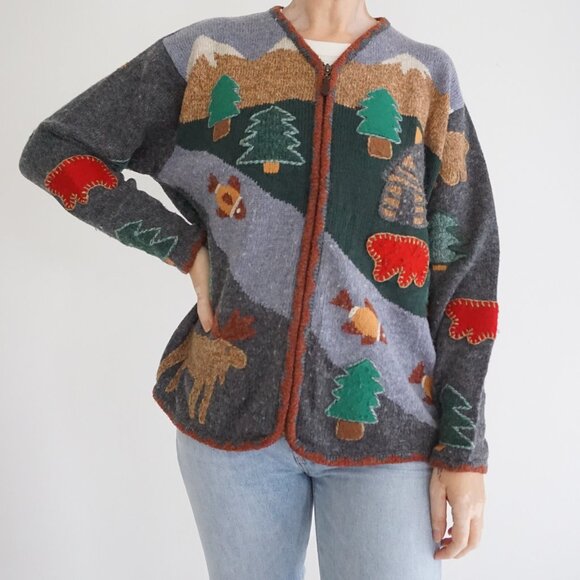 Sweaters - Vintage Northern Isles Cabin Scene Sweater Cabincore Outdoors Grandmacore M